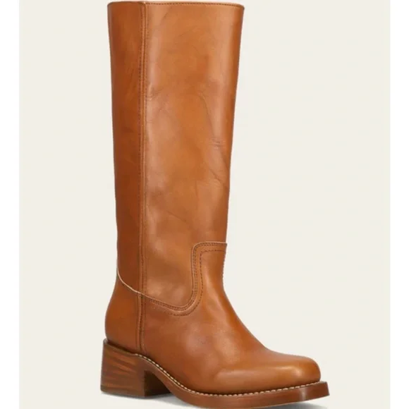 Frye Campus boots in saddle color